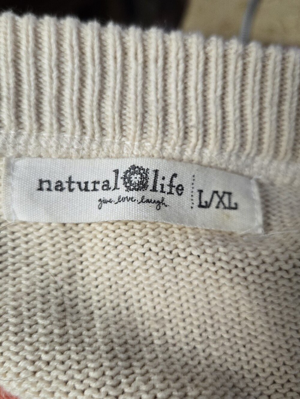 Natural Life Tie Dye Top L / XL Oversize Slouchy Sweatshirt Red Fuschia Cream - Picture 3 of 16